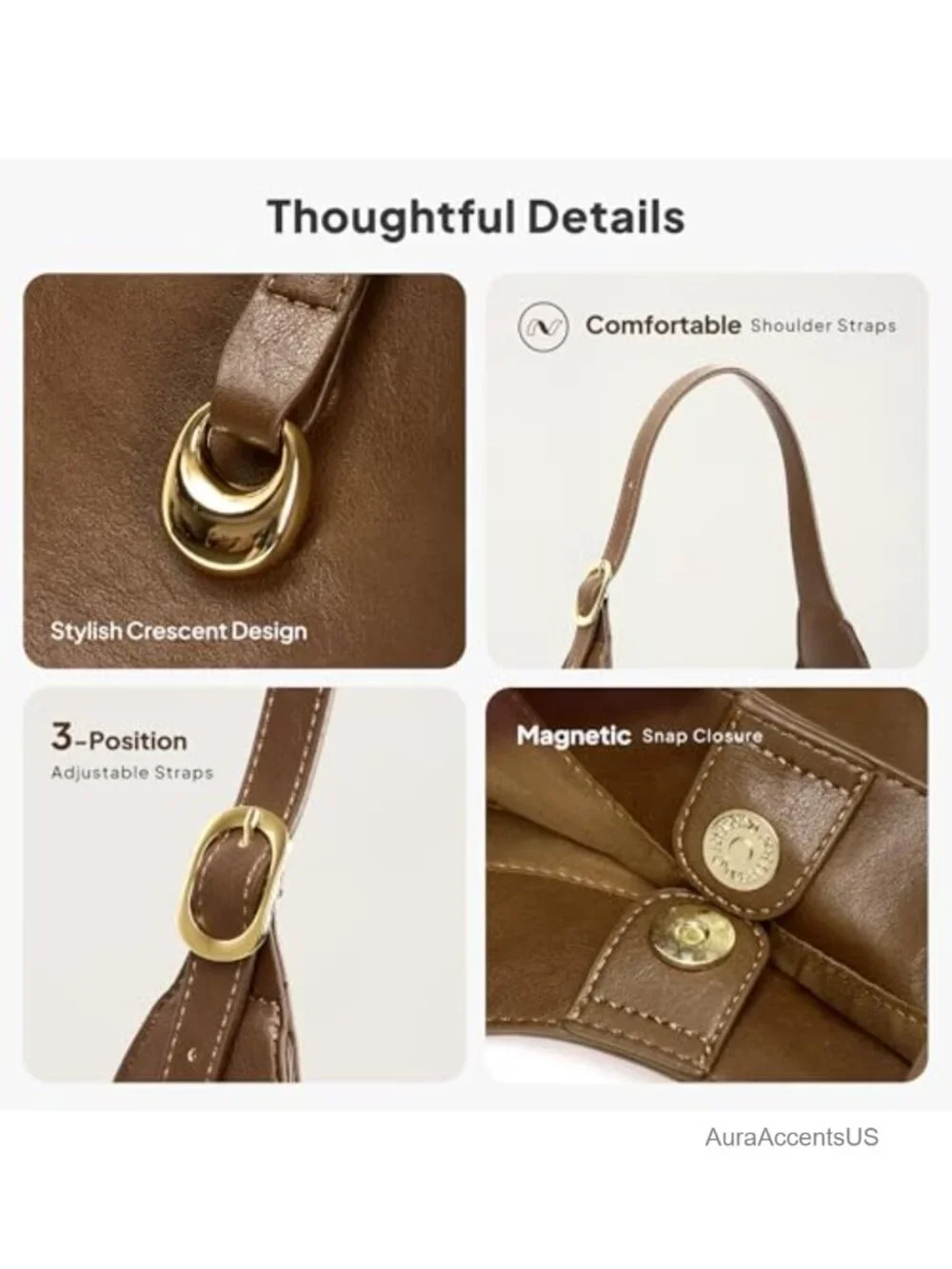 Slouchy Hobo Bag for Women, Large PU Leather Shoulder Tote with Wallet,